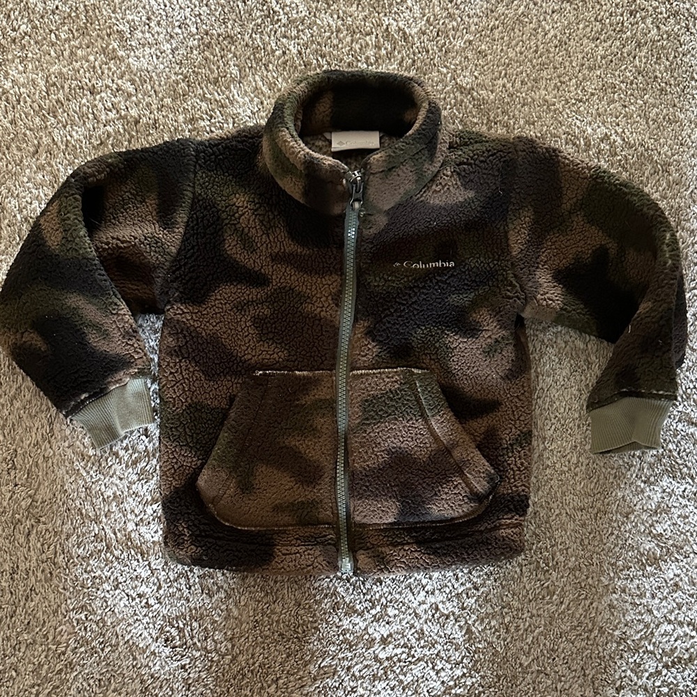Columbia Kids Camouflage Fleece Jacket - Green and Brown